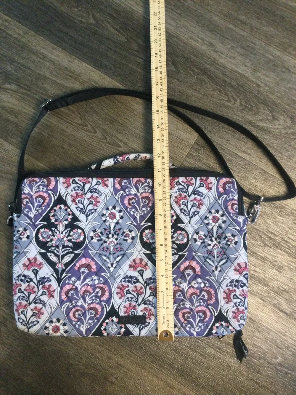 Vera Bradley Quilted Floral Laptop Bag in Purple, Pink and Black